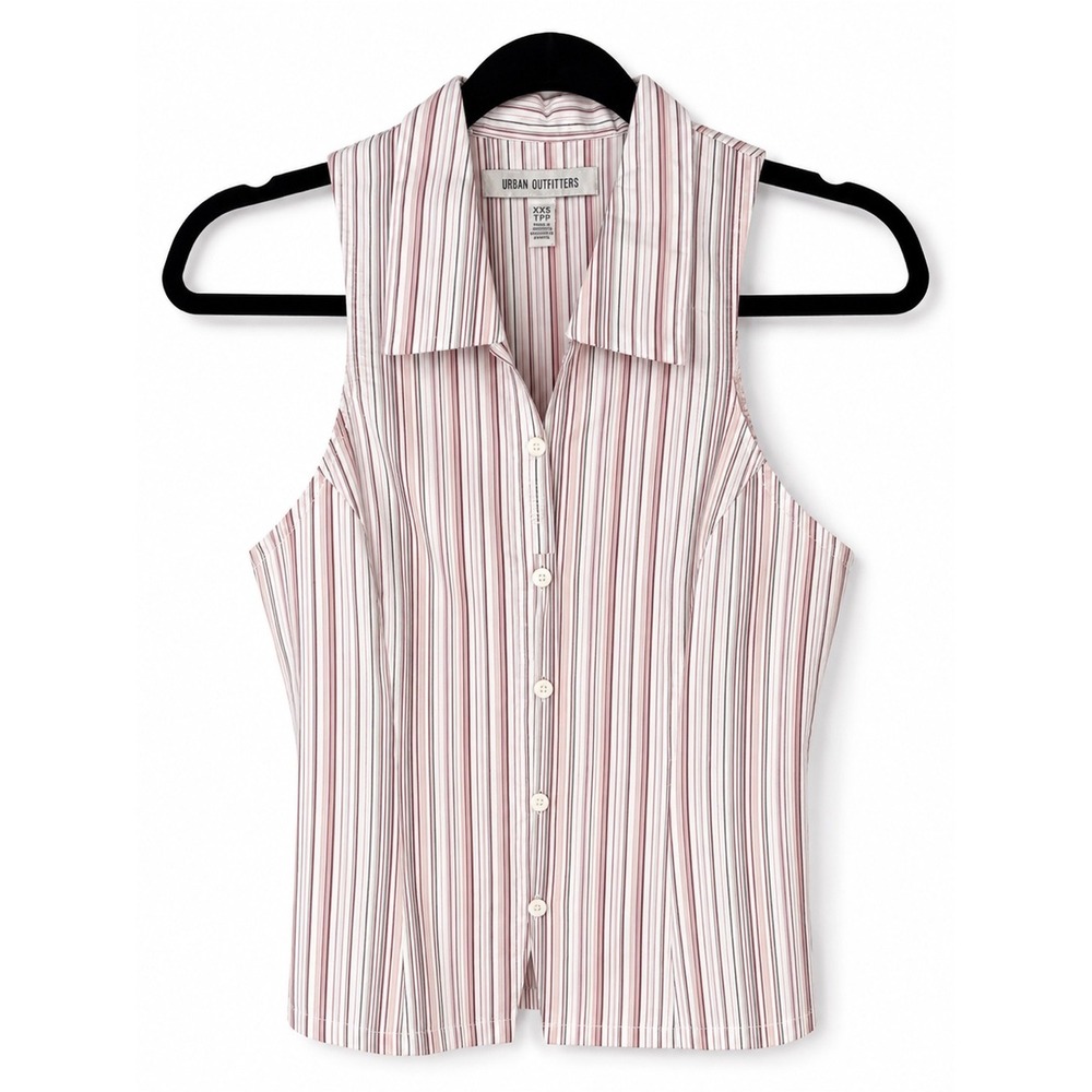Urban Outfitters NWT Party Girl Striped Tailored Sleeveless Button Down Vest XXS